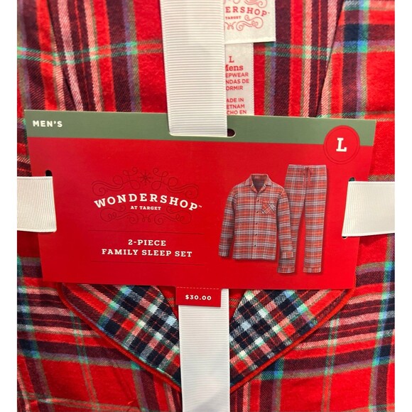 Men’s Red Plaid Cotton Pajama Set ~ Size: L ~ NWT - Picture 2 of 4